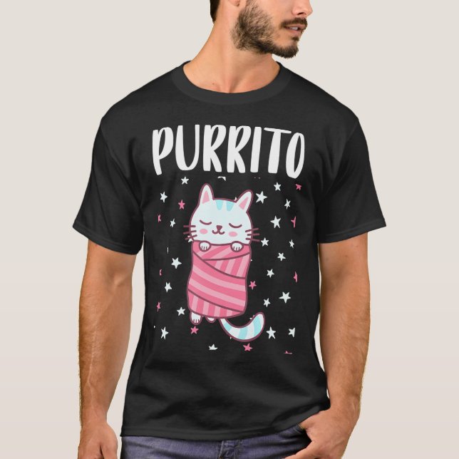 Purrito Funny Kawaii Cat In A Burrito Kitty Kat T-Shirt (Front)