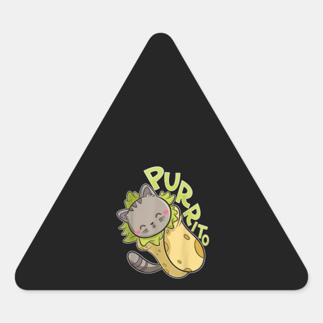 Purrito T Funny Cat Pun Burrito Taco Triangle Sticker (Front)