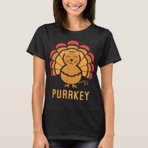 Purrkey Turkey Cat Pun Funny Thanksgiving Cat Love T-Shirt