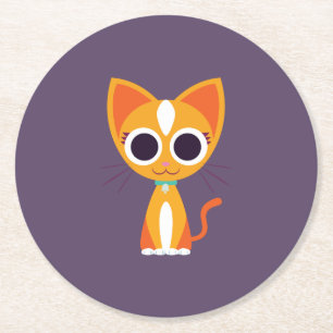 Purrl the Cat Round Paper Coaster