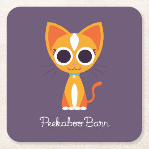 Purrl the Cat Square Paper Coaster