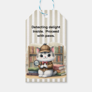 Purrlock Holmes Detective Kitten in Library Gift Tags