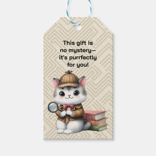 Purrlock Holmes Kitten Mystery Gift Tags (Front)