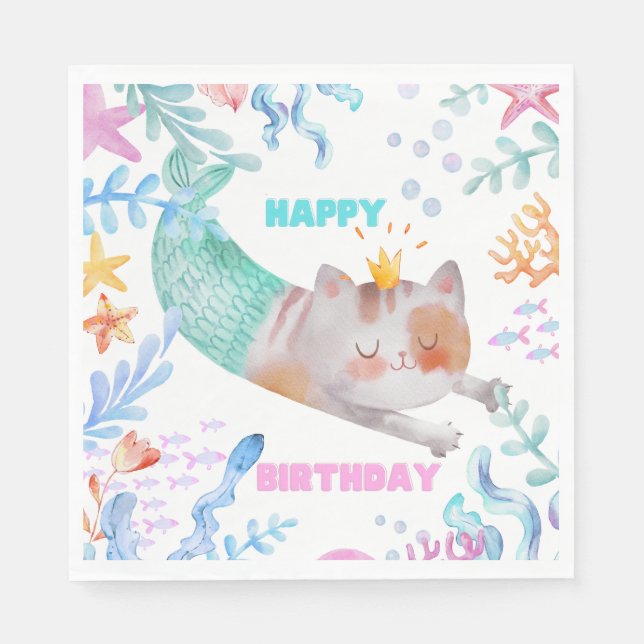 PurrMaid Birthday Napkin (Front)