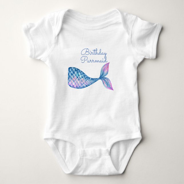 purrmaid cat mermaid cute baby baby bodysuit (Front)