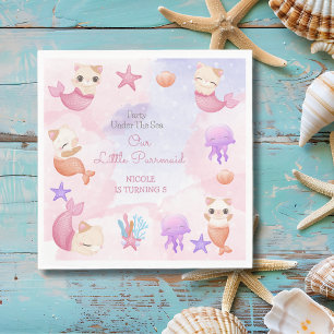 Purrmaid cat mermaid cute girl birthday  napkin