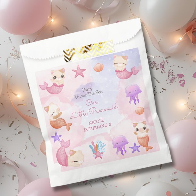 Purrmaid cat mermaid cute pet girl birthday favour bag (Creator Uploaded)