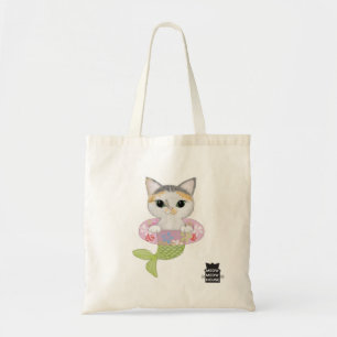 Purrmaid learning how to swim tote bag
