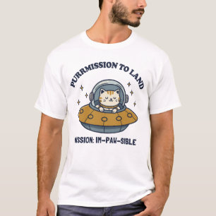 Purrmission to Land: Intergalactic Cat Pilot T-Shirt