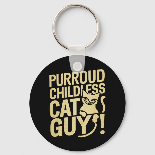 Purroud Childless Cat Guy Voting For President Key Ring (Front)