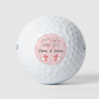 Purrpose built intertwined cats custom names pink golf balls