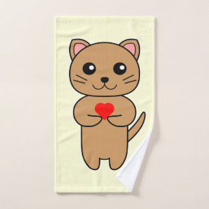Purrrfect Love Yellow Hand Towel