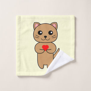 Purrrfect Love Yellow Wash Cloth