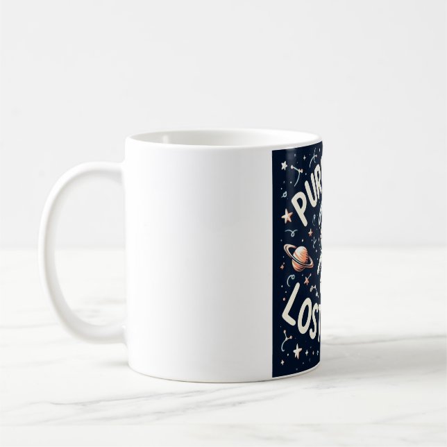 Purrrfectly Lost in Space Cute Cat Astronaut Mug (Left)