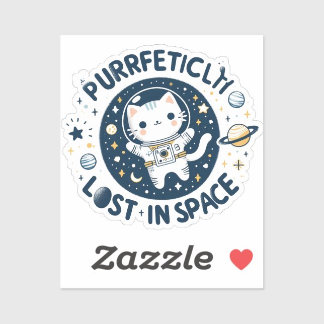 Purrrfectly Lost in Space Cute Cat Astronaut Vinyl (Sheet)