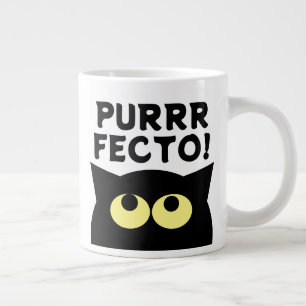 Purrrfecto! Funny big black black cat coffee mug