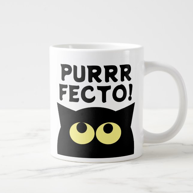 Purrrfecto! Funny big black black cat coffee mug (Right)