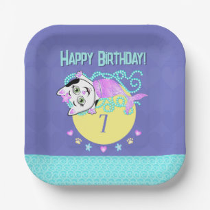 Purrrmaid Invitation Paper Plate