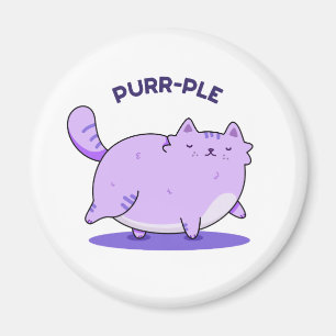 Purrrr-ple Cute Fat Kitty Cat Pun Magnet