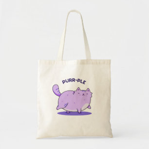 Purrrr-ple Cute Fat Kitty Cat Pun Tote Bag