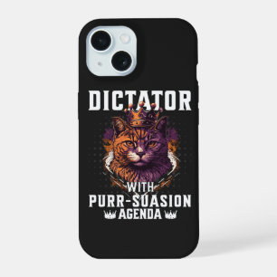 Purrsuasion Agenda Funny Bossy Cat iPhone 15 Case