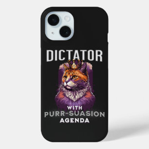 Purrsuasion Agenda Funny Cat Quote iPhone 15 Case