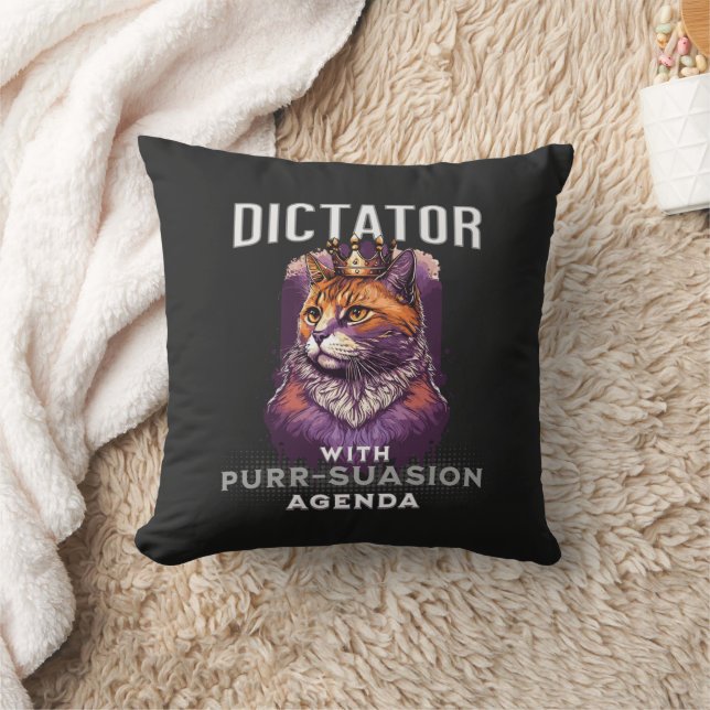 Purrsuasion Agenda Funny Cat Quote Cushion (Blanket)