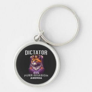 Purrsuasion Agenda Funny Cat Quote Key Ring