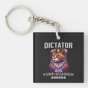 Purrsuasion Agenda Funny Cat Quote Key Ring