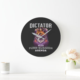 Purrsuasion Agenda Funny Cat Quote Large Clock