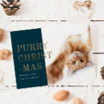 Purry Christmas Cat Photo Deep Green Gold Holiday Card<br><div class="desc">Cute Christmas Cat Photo template card featuring a funny text that says "Purry Christmas" in faux shiny gold text. Add your kitty picture. You can add more pictures on the back. The background is a deep green colour.</div>