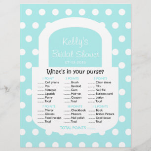 Purse Bridal Shower Game - Blue