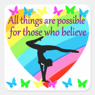 PURSING MY GYMNASTICS GOALS AND DREAMS SQUARE STICKER