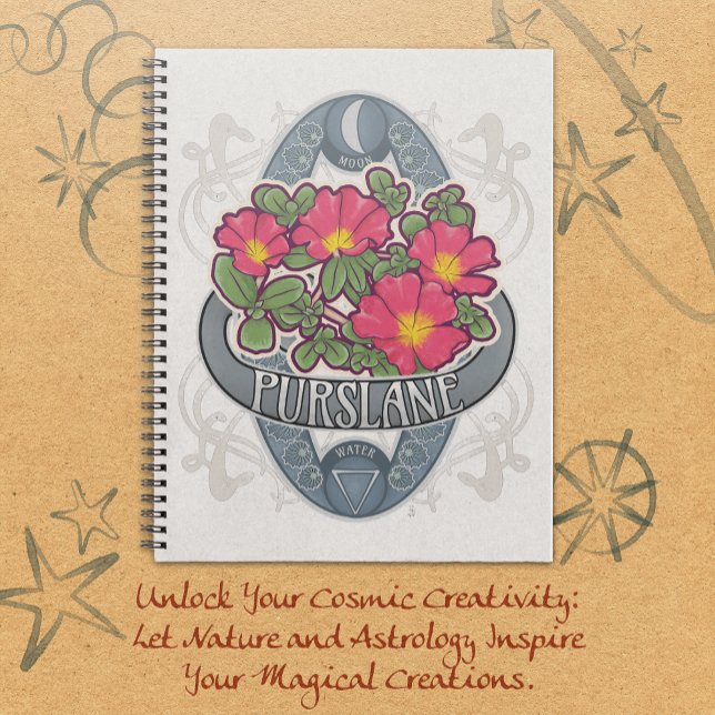 Purslane - Flower Astrology and Magic Notebook (Purslane-Flower Astrology and Magic Notebook vintage-style art of flowers and their magical symbols.)