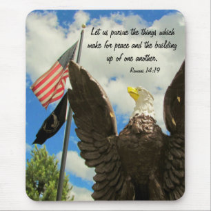Pursue Peace American Flag and Eagle Mouse Pad