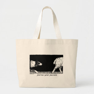 Pursue your passion Border Collie Large Tote Bag