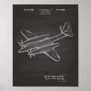 Pursuit Aeroplane 1942 Patent Art Chalkboard Poster