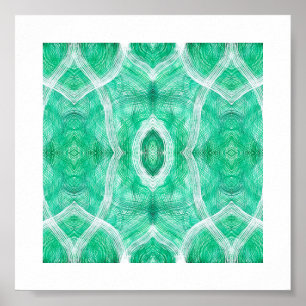 Push Abstract Light Green White Watercolor Art Poster