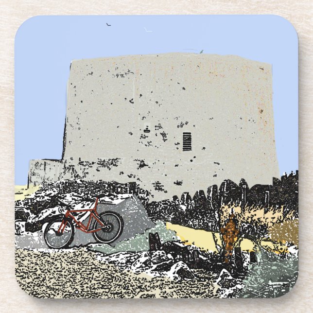 Push Bike and Martello Tower Hythe Kent   Coaster (Front)