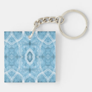 Push Blue Abstract Watercolor Art Key Ring