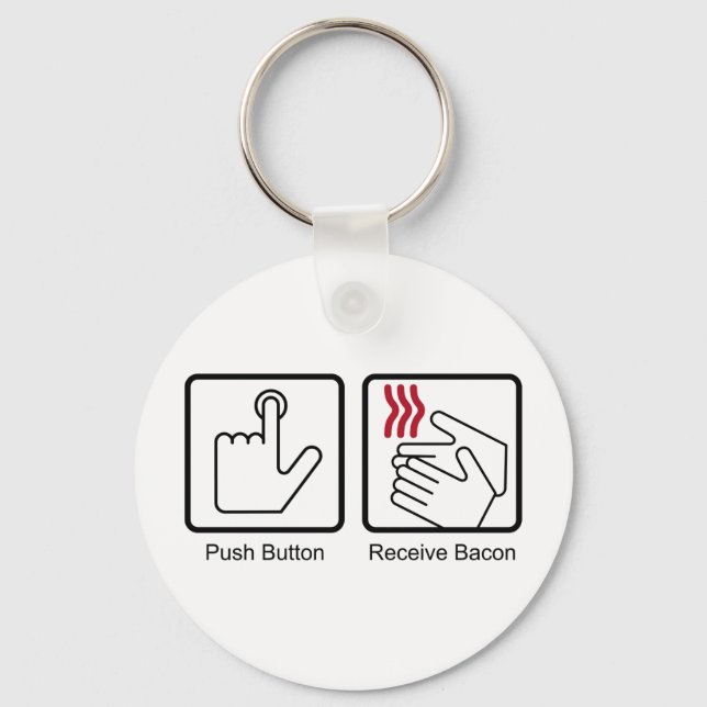 Push Button, Receive Bacon - Bacon Dispenser Key Ring (Front)