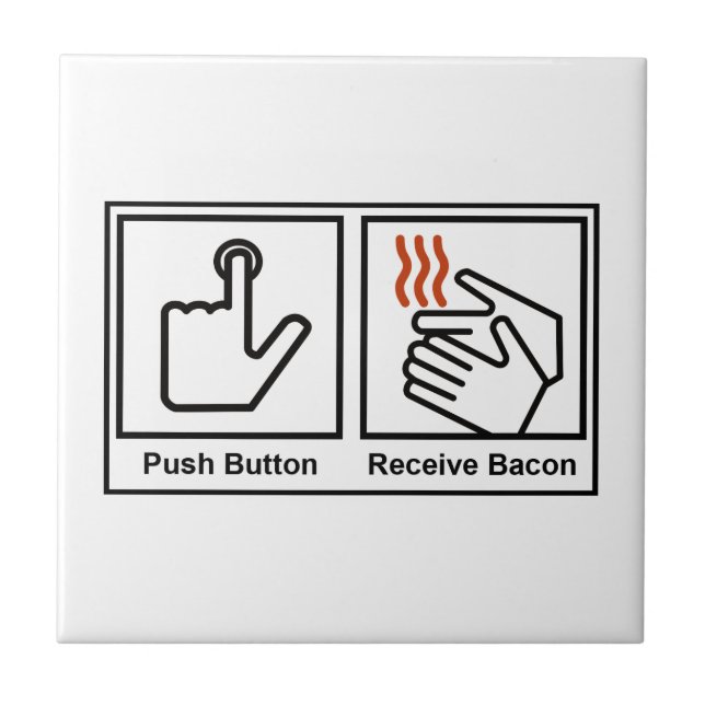 Push Button, Receive Bacon Ceramic Tile (Front)