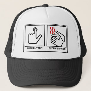 push button receive bacon trucker hat