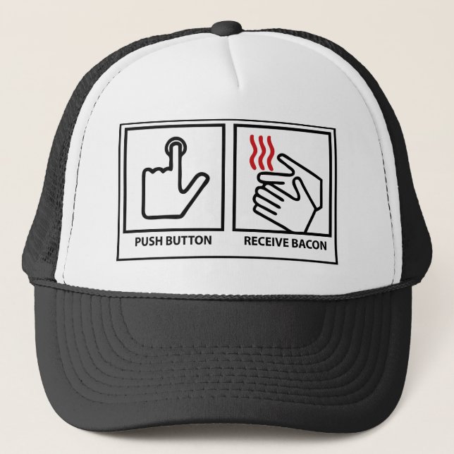 push button receive bacon trucker hat (Front)
