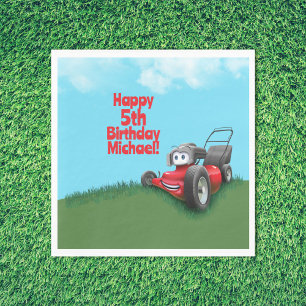 Push Lawn Mower Birthday Paper Plates Bowl Napkin