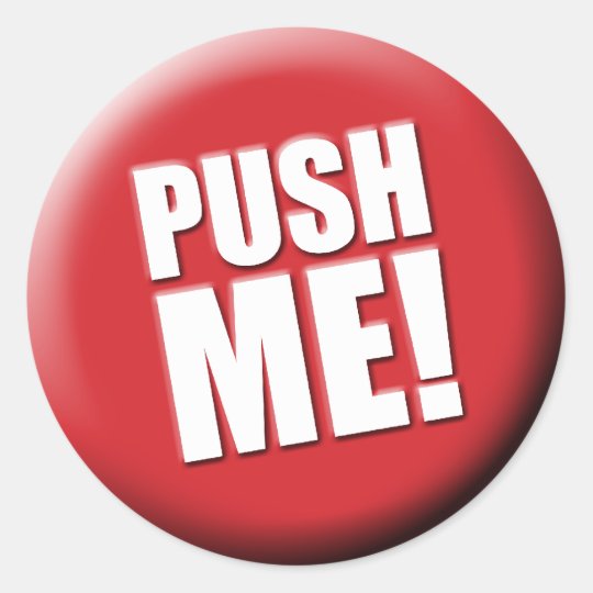 Push Me Big Red Button Classic Round Sticker Zazzle Com Au