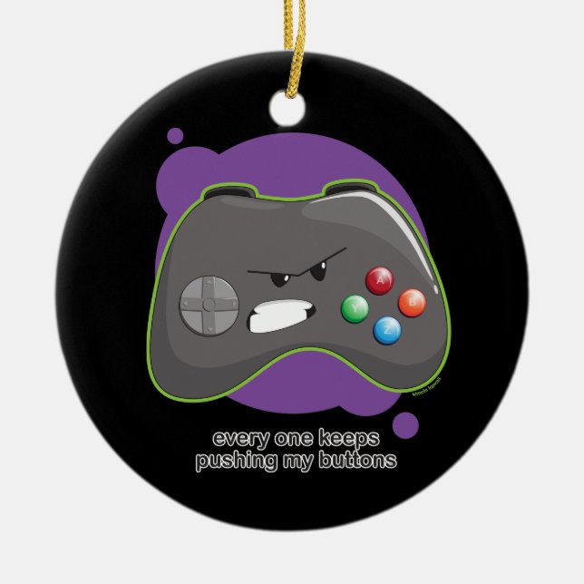 Push My Buttons Ceramic Tree Decoration (Front)