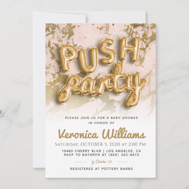 Push Party Trendy Modern Baby Shower Invitation (Front)