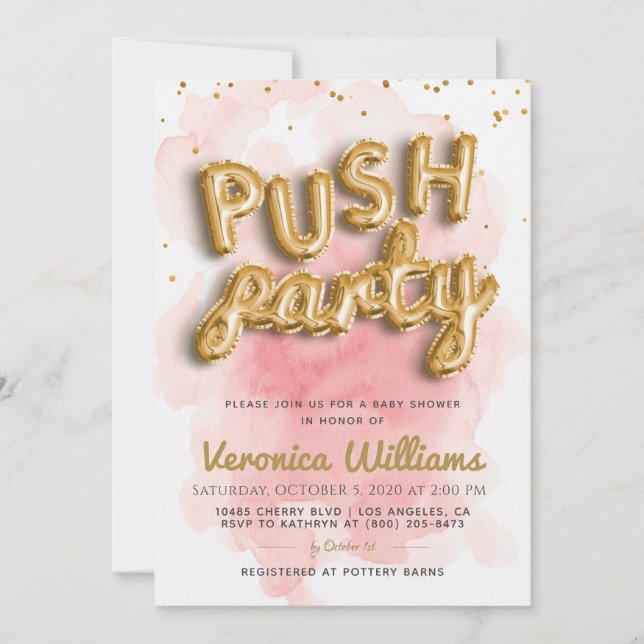 Push Party Trendy Modern Baby Shower Invitation (Front)
