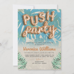 Push Party Trendy Modern Baby Shower Invitation